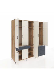 Kronos Dolap 8 Raflı 4 Çekmeceli 3 Askılı 220x59x243 Çam-Aytaşı/Antrasit