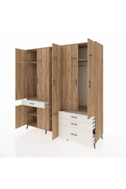 Kronos Dolap 8 Raflı 4 Çekmeceli 3 Askılı 220x59x243 Çam-Çam/Aytaşı