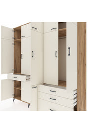 Kronos Dolap 8 Raflı 4 Çekmeceli 3 Askılı 220x59x243 Çam-Aytaşı/Aytaşı