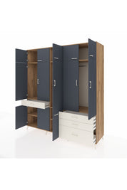 Kronos Dolap 8 Raflı 4 Çekmeceli 3 Askılı 220x59x243 Çam-Antrasit/Aytaşı