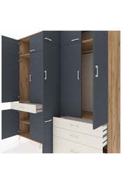 Kronos Dolap 8 Raflı 4 Çekmeceli 3 Askılı 220x59x243 Çam-Antrasit/Aytaşı