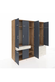 Kronos Dolap 8 Raflı 4 Çekmeceli 3 Askılı 220x59x243 Çam-Antrasit/Aytaşı