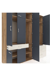 Kronos Dolap 8 Raflı 4 Çekmeceli 3 Askılı 220x59x243 Çam-Antrasit/Aytaşı