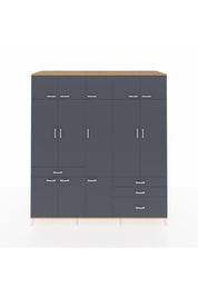 Kronos Dolap 8 Raflı 4 Çekmeceli 3 Askılı 220x59x243 Çam-Antrasit/Antrasit