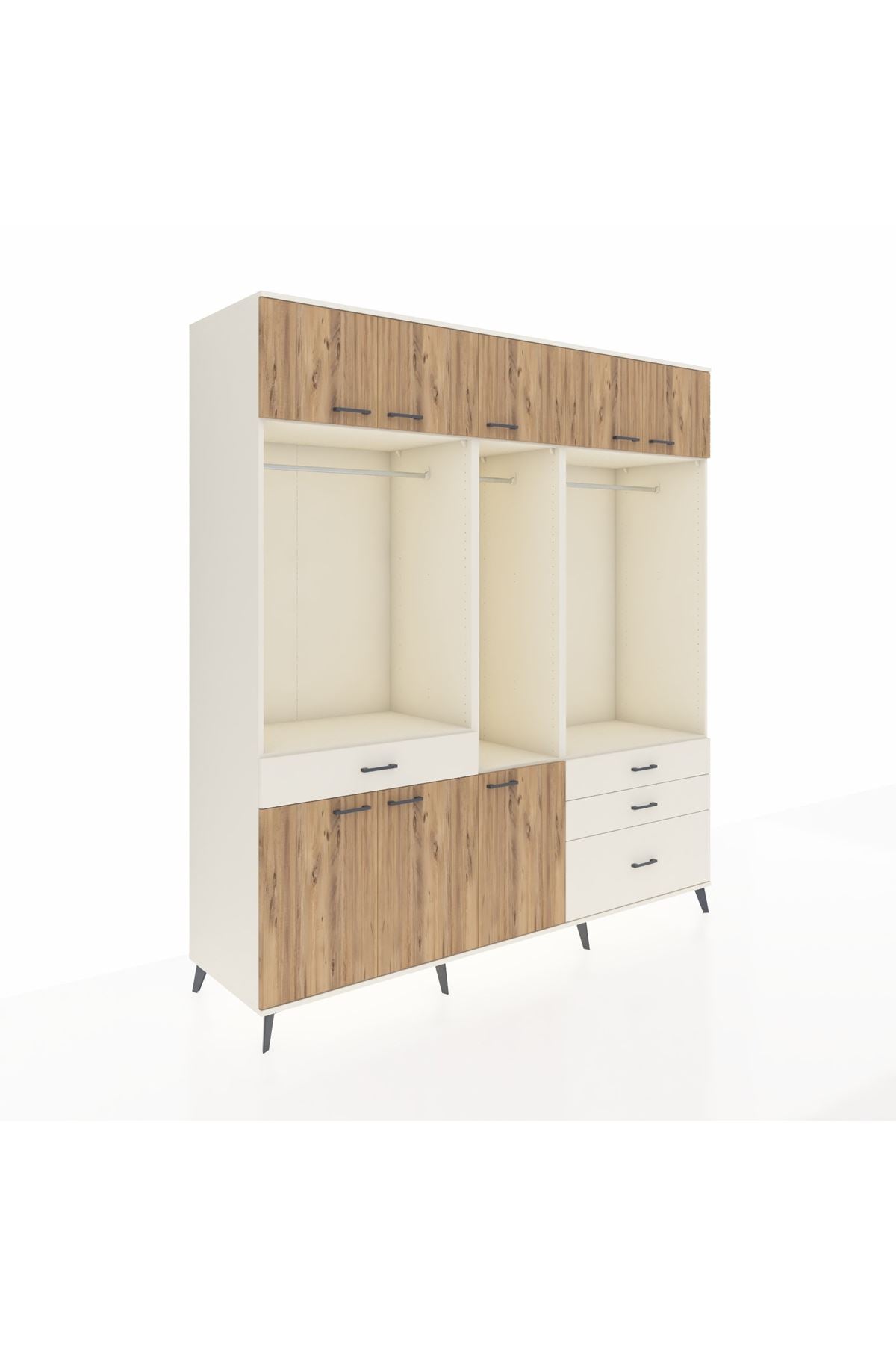 Kronos Dolap 8 Raflı 4 Çekmeceli 3 Askılı 220x59x243 Aytaşı-Çam/Aytaşı