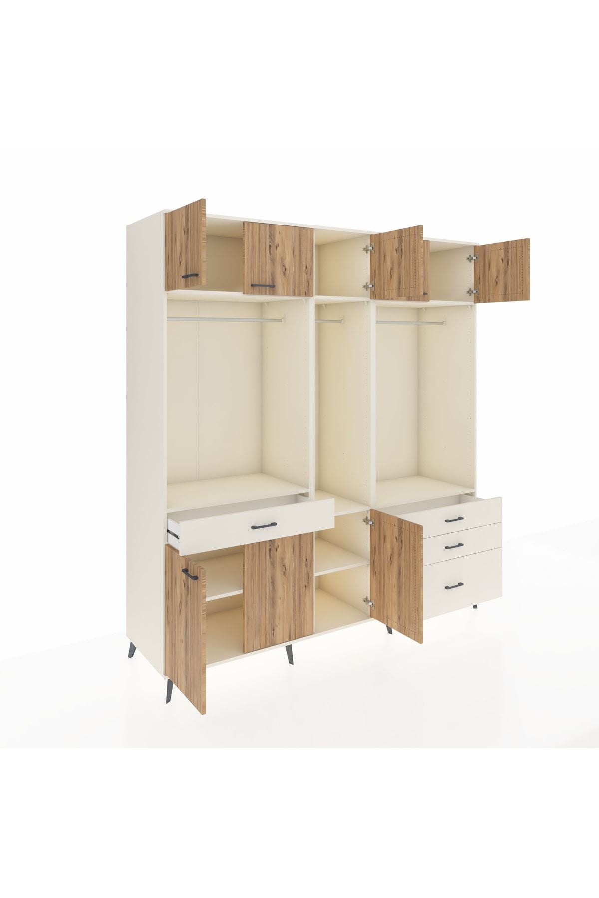 Kronos Dolap 8 Raflı 4 Çekmeceli 3 Askılı 220x59x243 Aytaşı-Çam/Aytaşı