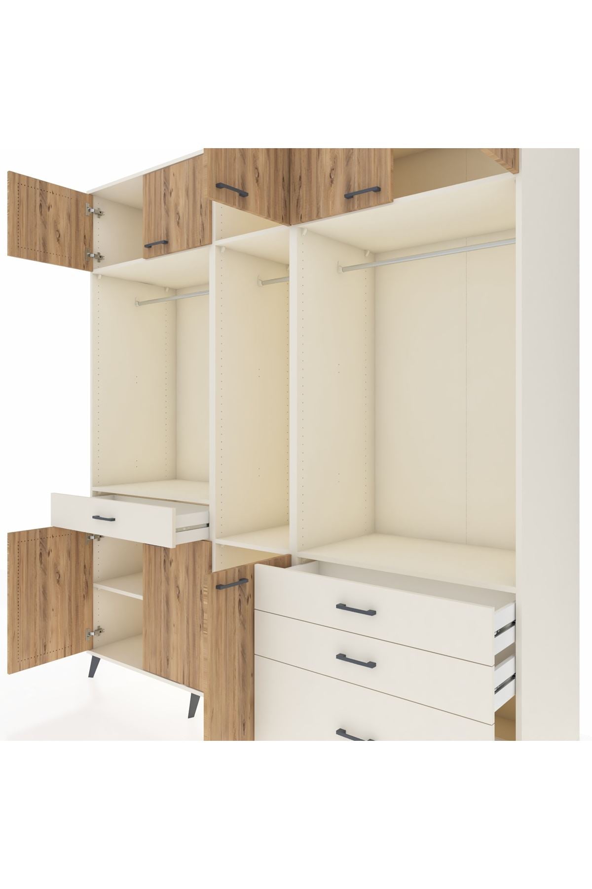 Kronos Dolap 8 Raflı 4 Çekmeceli 3 Askılı 220x59x243 Aytaşı-Çam/Aytaşı