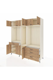 Kronos Dolap 8 Raflı 4 Çekmeceli 3 Askılı 220x59x243 Aytaşı-Çam/Çam