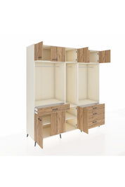 Kronos Dolap 8 Raflı 4 Çekmeceli 3 Askılı 220x59x243 Aytaşı-Çam/Çam