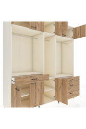 Kronos Dolap 8 Raflı 4 Çekmeceli 3 Askılı 220x59x243 Aytaşı-Çam/Çam