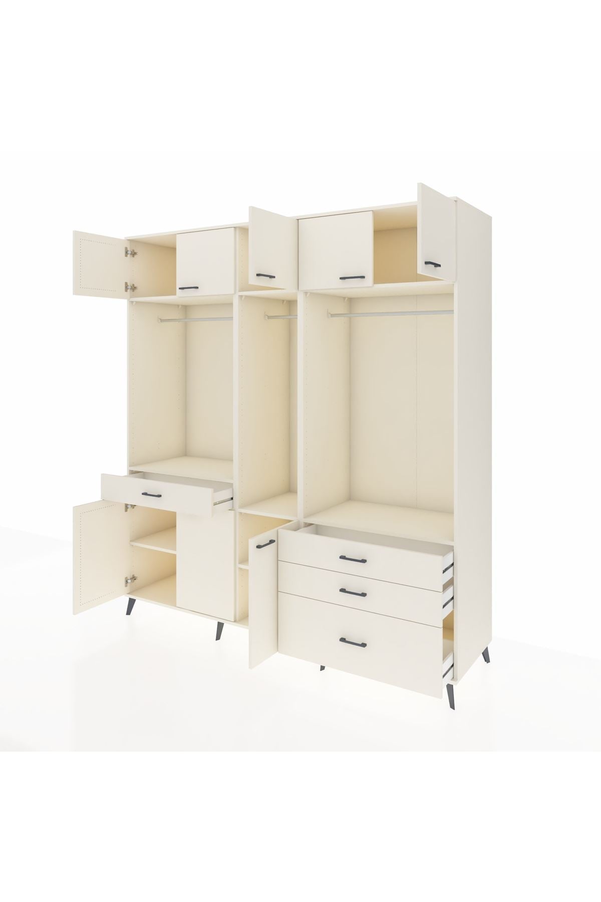 Kronos Dolap 8 Raflı 4 Çekmeceli 3 Askılı 220x59x243 Aytaşı-Aytaşı/Aytaşı