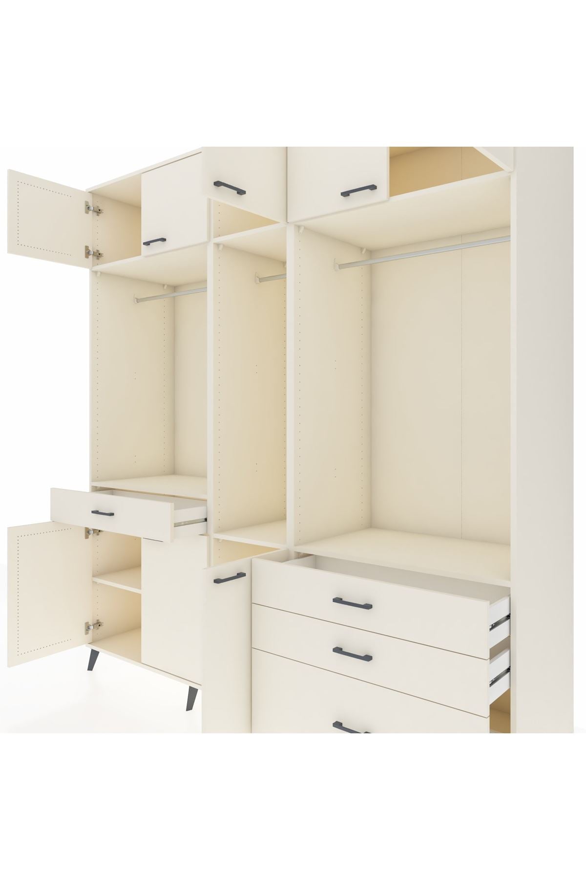 Kronos Dolap 8 Raflı 4 Çekmeceli 3 Askılı 220x59x243 Aytaşı-Aytaşı/Aytaşı