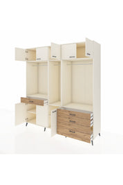 Kronos Dolap 8 Raflı 4 Çekmeceli 3 Askılı 220x59x243 Aytaşı-Aytaşı/Çam