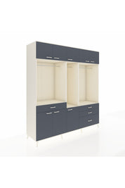 Kronos Dolap 8 Raflı 4 Çekmeceli 3 Askılı 220x59x243 Aytaşı-Antrasit/Antrasit