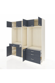 Kronos Dolap 8 Raflı 4 Çekmeceli 3 Askılı 220x59x243 Aytaşı-Antrasit/Antrasit