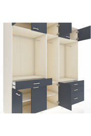 Kronos Dolap 8 Raflı 4 Çekmeceli 3 Askılı 220x59x243 Aytaşı-Antrasit/Antrasit