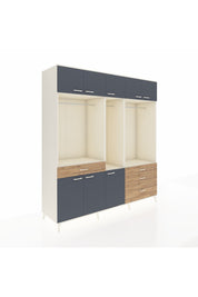 Kronos Dolap 8 Raflı 4 Çekmeceli 3 Askılı 220x59x243 Aytaşı-Antrasit/Çam