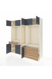 Kronos Dolap 8 Raflı 4 Çekmeceli 3 Askılı 220x59x243 Aytaşı-Antrasit/Çam