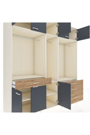 Kronos Dolap 8 Raflı 4 Çekmeceli 3 Askılı 220x59x243 Aytaşı-Antrasit/Çam