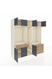 Kronos Dolap 8 Raflı 4 Çekmeceli 3 Askılı 220x59x243 Aytaşı-Antrasit/Çam