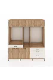 Kronos Dolap 8 Raflı 4 Çekmeceli 3 Askılı 220x59x243 Çam-Çam/Aytaşı