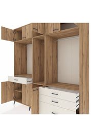 Kronos Dolap 8 Raflı 4 Çekmeceli 3 Askılı 220x59x243 Çam-Çam/Aytaşı