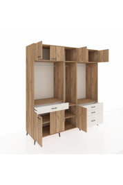 Kronos Dolap 8 Raflı 4 Çekmeceli 3 Askılı 220x59x243 Çam-Çam/Aytaşı