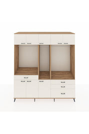 Kronos Dolap 8 Raflı 4 Çekmeceli 3 Askılı 220x59x243 Çam-Aytaşı/Aytaşı