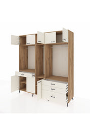 Kronos Dolap 8 Raflı 4 Çekmeceli 3 Askılı 220x59x243 Çam-Aytaşı/Aytaşı