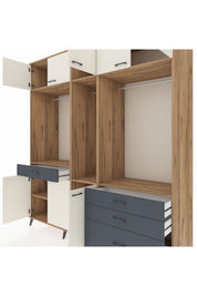 Kronos Dolap 8 Raflı 4 Çekmeceli 3 Askılı 220x59x243 Çam-Aytaşı/Antrasit