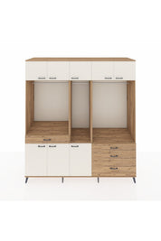Kronos Dolap 8 Raflı 4 Çekmeceli 3 Askılı 220x59x243 Çam-Aytaşı/Çam