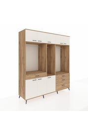 Kronos Dolap 8 Raflı 4 Çekmeceli 3 Askılı 220x59x243 Çam-Aytaşı/Çam
