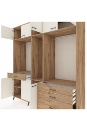 Kronos Dolap 8 Raflı 4 Çekmeceli 3 Askılı 220x59x243 Çam-Aytaşı/Çam