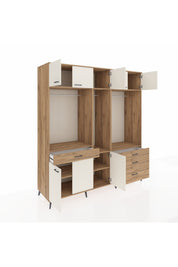 Kronos Dolap 8 Raflı 4 Çekmeceli 3 Askılı 220x59x243 Çam-Aytaşı/Çam