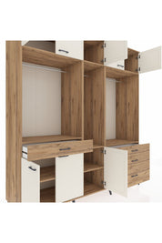 Kronos Dolap 8 Raflı 4 Çekmeceli 3 Askılı 220x59x243 Çam-Aytaşı/Çam