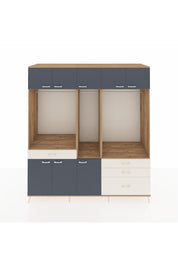 Kronos Dolap 8 Raflı 4 Çekmeceli 3 Askılı 220x59x243 Çam-Antrasit/Aytaşı