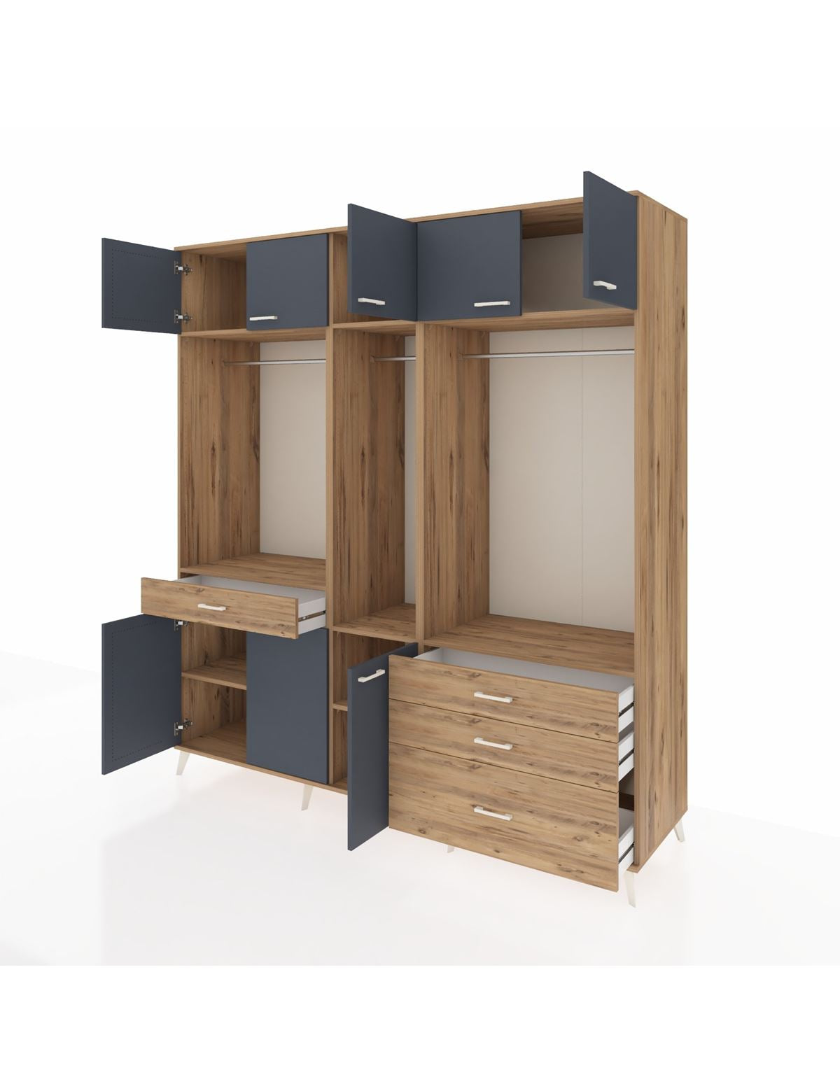 Kronos Dolap 8 Raflı 4 Çekmeceli 3 Askılı 220x59x243 - S784M033V27C