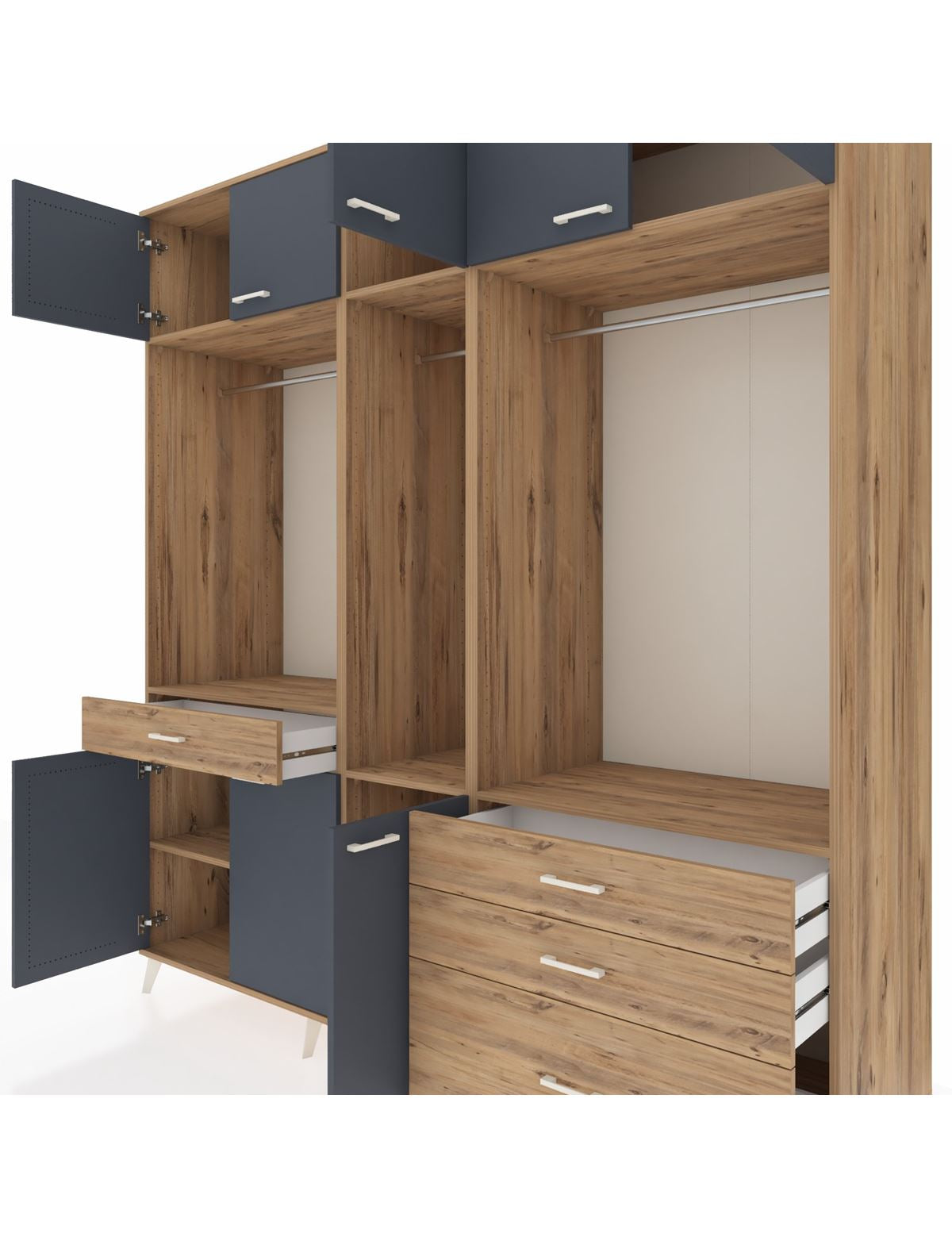 Kronos Dolap 8 Raflı 4 Çekmeceli 3 Askılı 220x59x243 - S784M033V27C