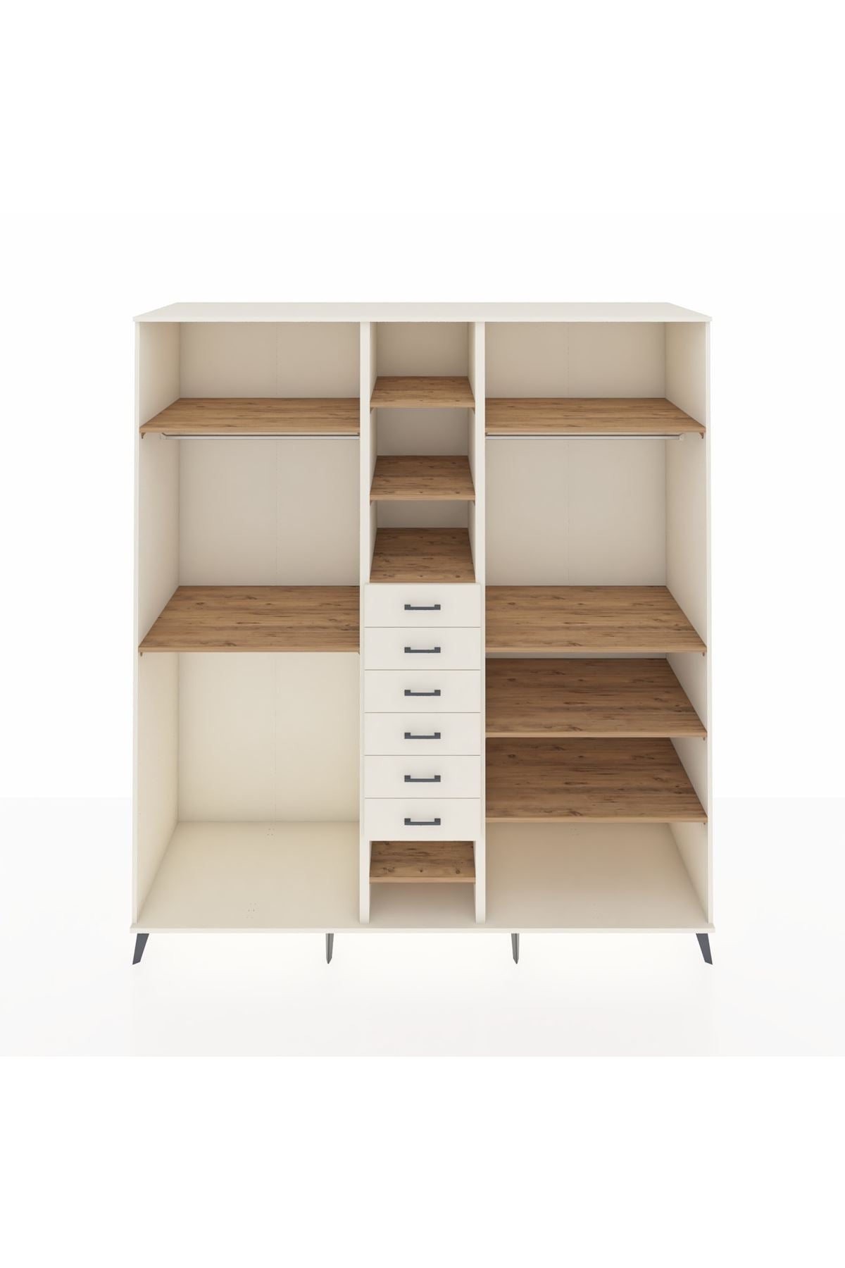 Kronos Dolap 10 Raflı 6 Çekmeceli 3 Askılı 220x59x243 Aytaşı-Çam/Aytaşı