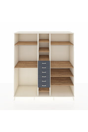 Kronos Dolap 10 Raflı 6 Çekmeceli 3 Askılı 220x59x243 Aytaşı-Çam/Antrasit