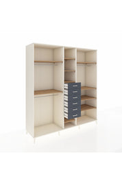 Kronos Dolap 10 Raflı 6 Çekmeceli 3 Askılı 220x59x243 Aytaşı-Çam/Antrasit