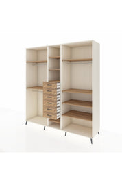 Kronos Dolap 10 Raflı 6 Çekmeceli 3 Askılı 220x59x243 Aytaşı-Çam/Çam