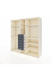 Kronos Dolap 10 Raflı 6 Çekmeceli 3 Askılı 220x59x243 Aytaşı-Aytaşı/Antrasit