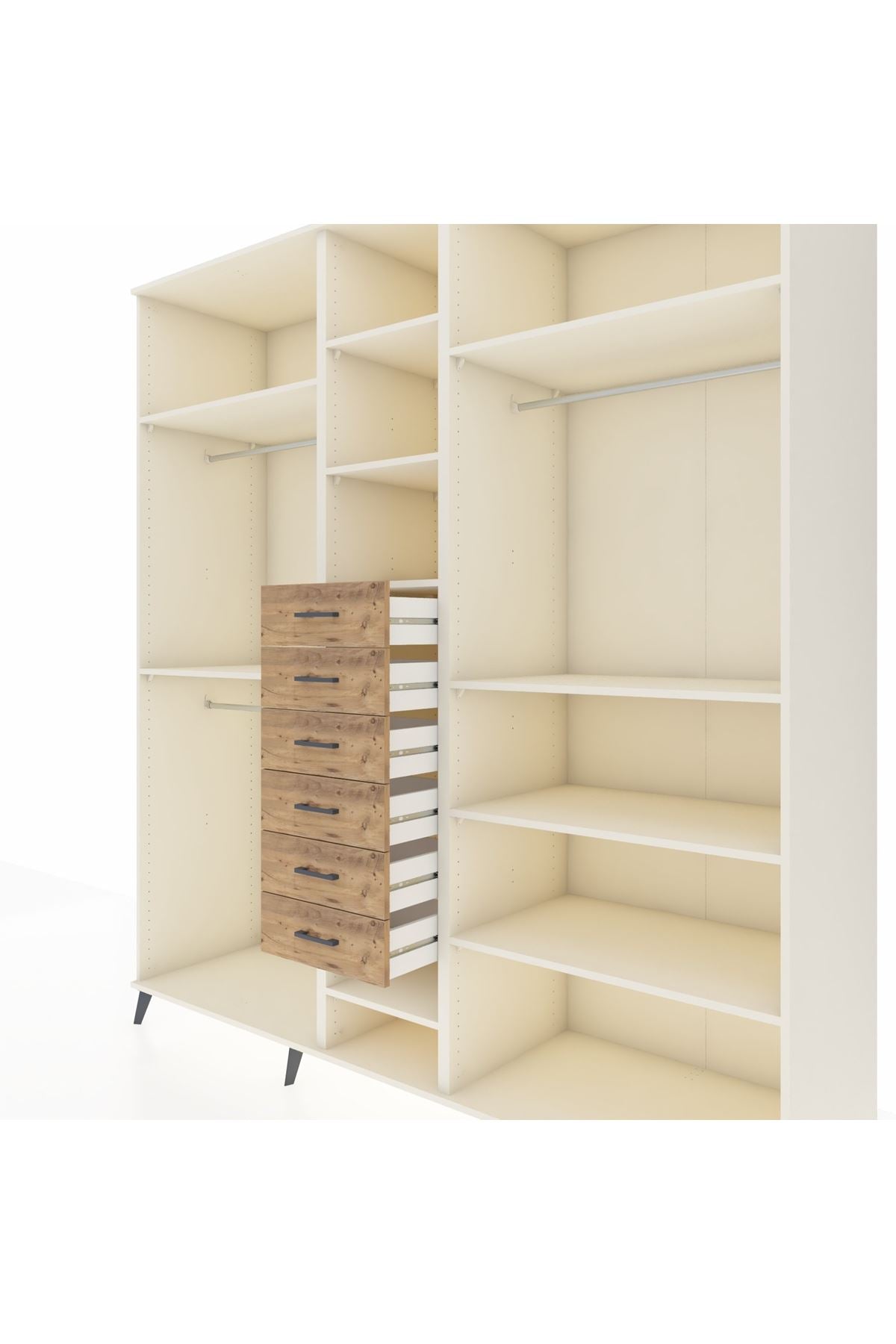 Kronos Dolap 10 Raflı 6 Çekmeceli 3 Askılı 220x59x243 Aytaşı-Aytaşı/Çam