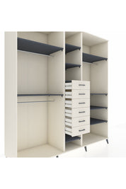 Kronos Dolap 10 Raflı 6 Çekmeceli 3 Askılı 220x59x243 Aytaşı-Antrasit/Aytaşı