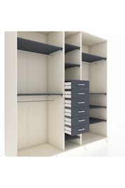 Kronos Dolap 10 Raflı 6 Çekmeceli 3 Askılı 220x59x243 Aytaşı-Antrasit/Antrasit