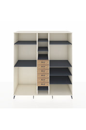 Kronos Dolap 10 Raflı 6 Çekmeceli 3 Askılı 220x59x243 Aytaşı-Antrasit/Çam