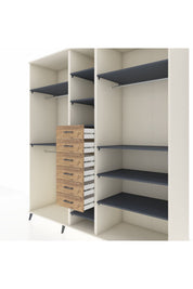 Kronos Dolap 10 Raflı 6 Çekmeceli 3 Askılı 220x59x243 Aytaşı-Antrasit/Çam