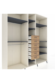 Kronos Dolap 10 Raflı 6 Çekmeceli 3 Askılı 220x59x243 Aytaşı-Antrasit/Çam