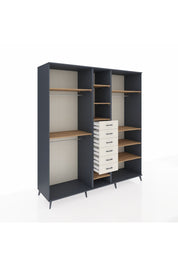 Kronos Dolap 10 Raflı 6 Çekmeceli 3 Askılı 220x59x243 Antrasit-Çam/Aytaşı